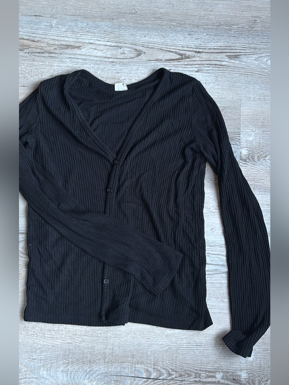 Wilfred free Aritzia Black Ribbed Long Sleeve Button-Up Top cardigan